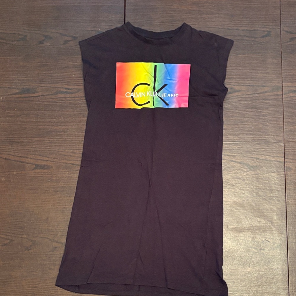 Calvin Klein Black Tee with Multicolor Logo